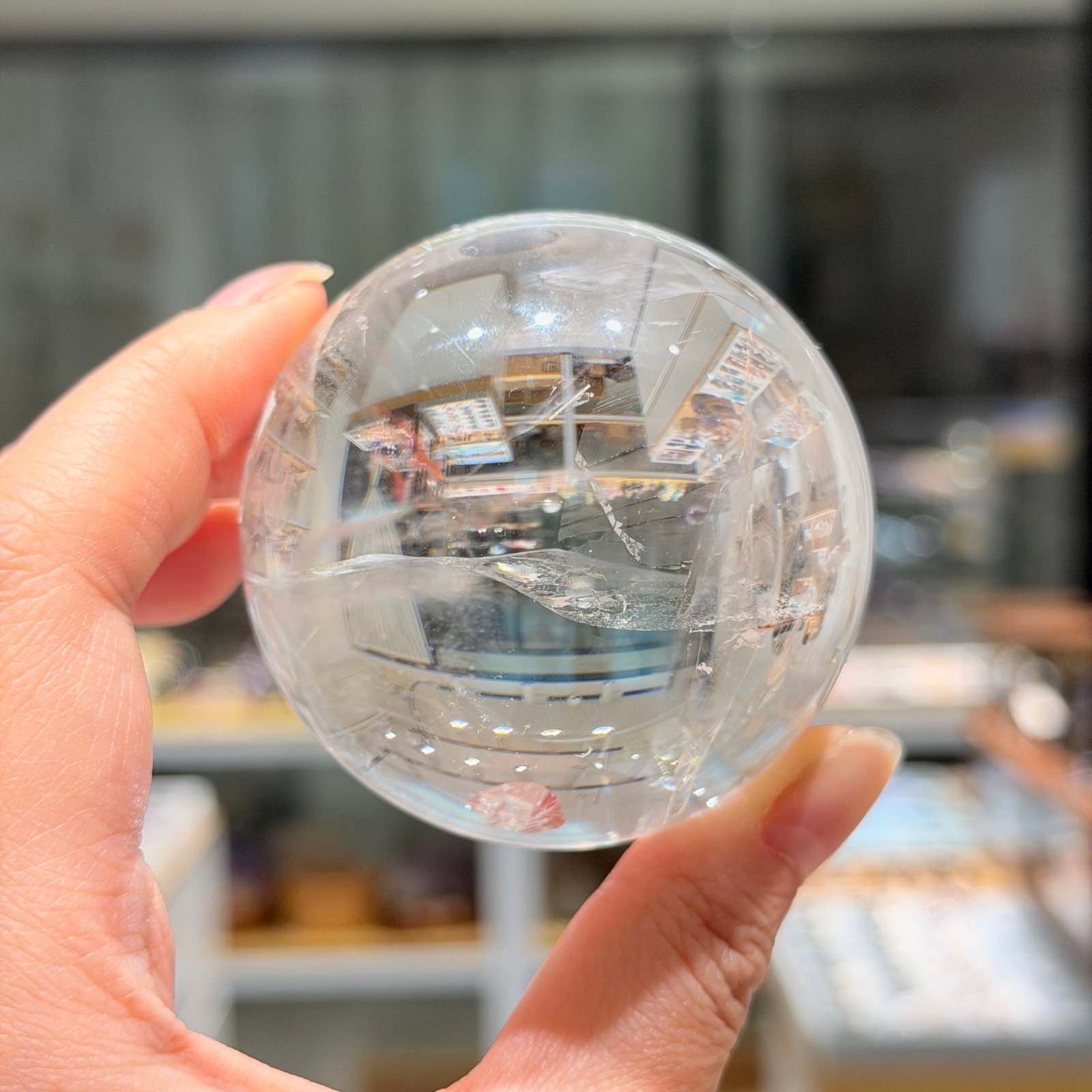 5.8cm 彩虹白水晶球 #D