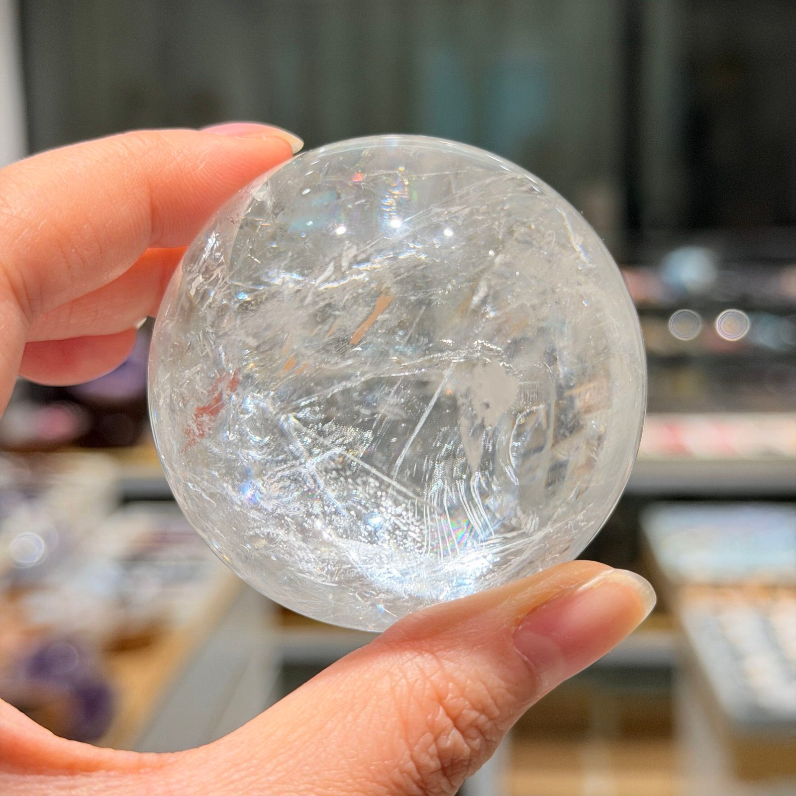 5.5cm 大彩虹白水晶球 #G