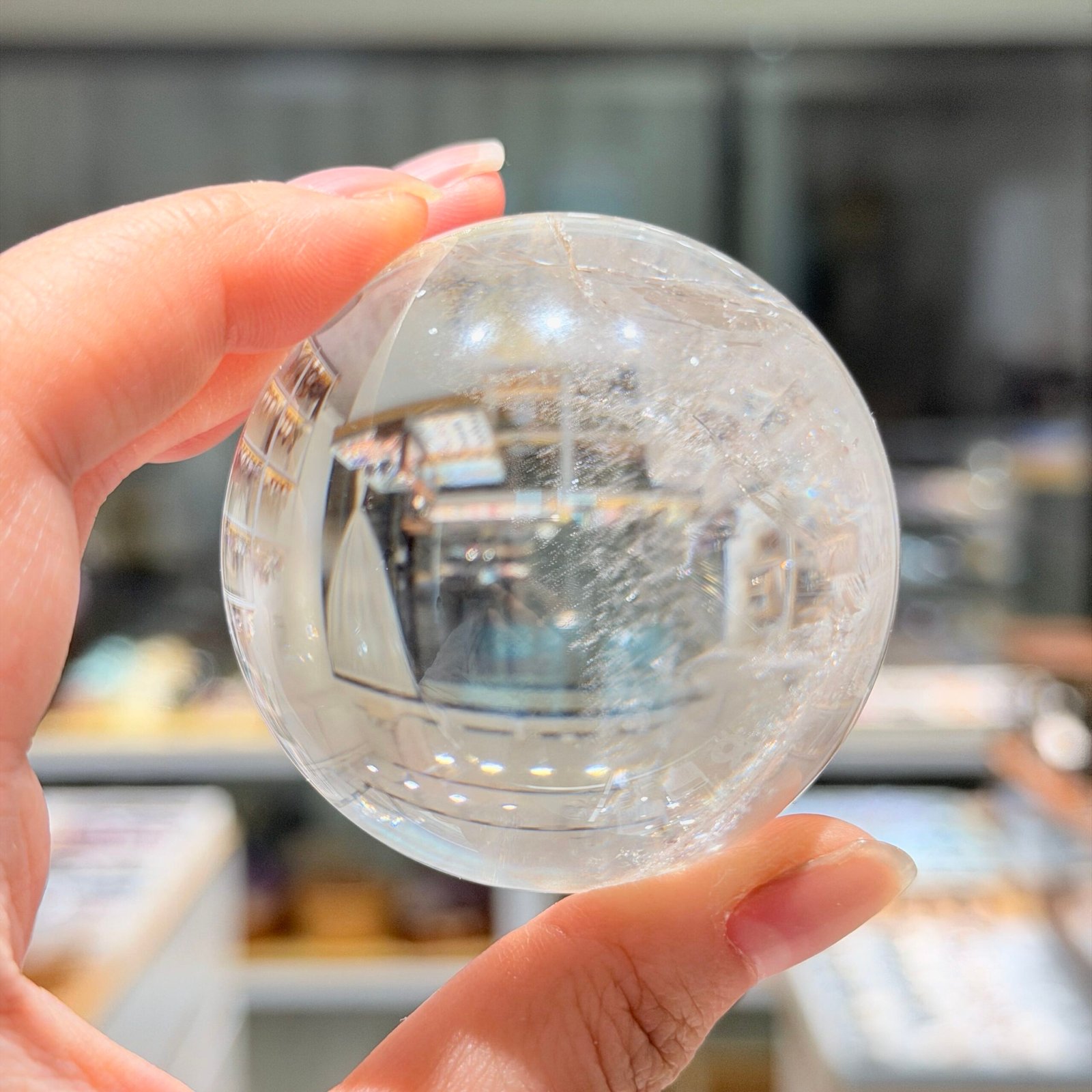 5.4cm 彩虹白水晶球 #H