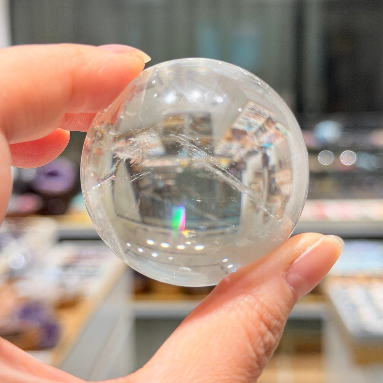 4.7cm 彩虹白水晶球 #C
